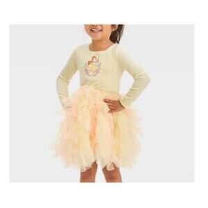 Disney Princess Baby Yellow Beauty & Beast Belle Velour Ballerina Dress Size 3T